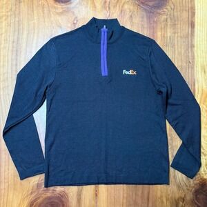 Fedex Stan Herman Mens Pullover 1/4 zip Sweater L Acrylic Uniform B4-10